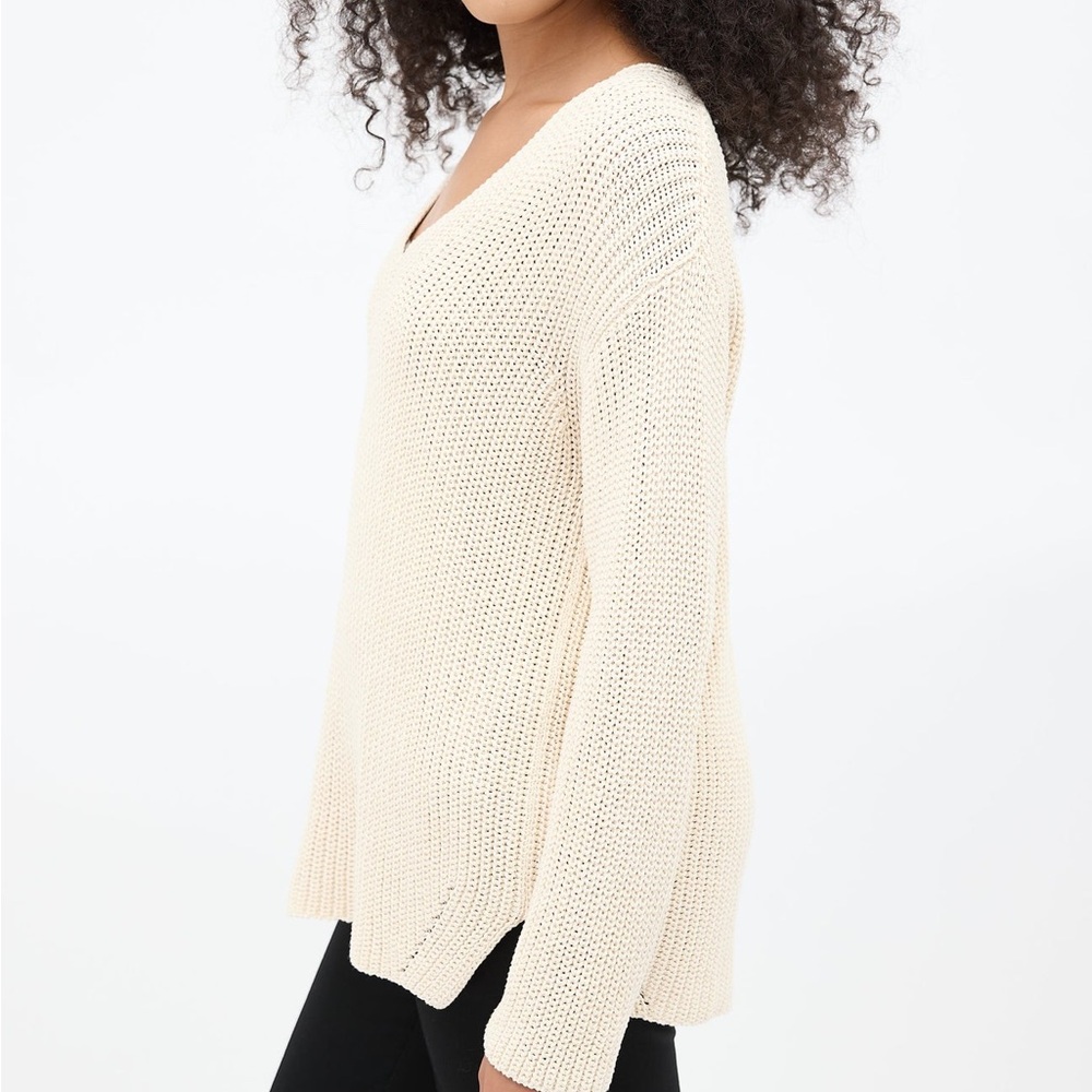 The Row Cream V-Neck Women's Sweater